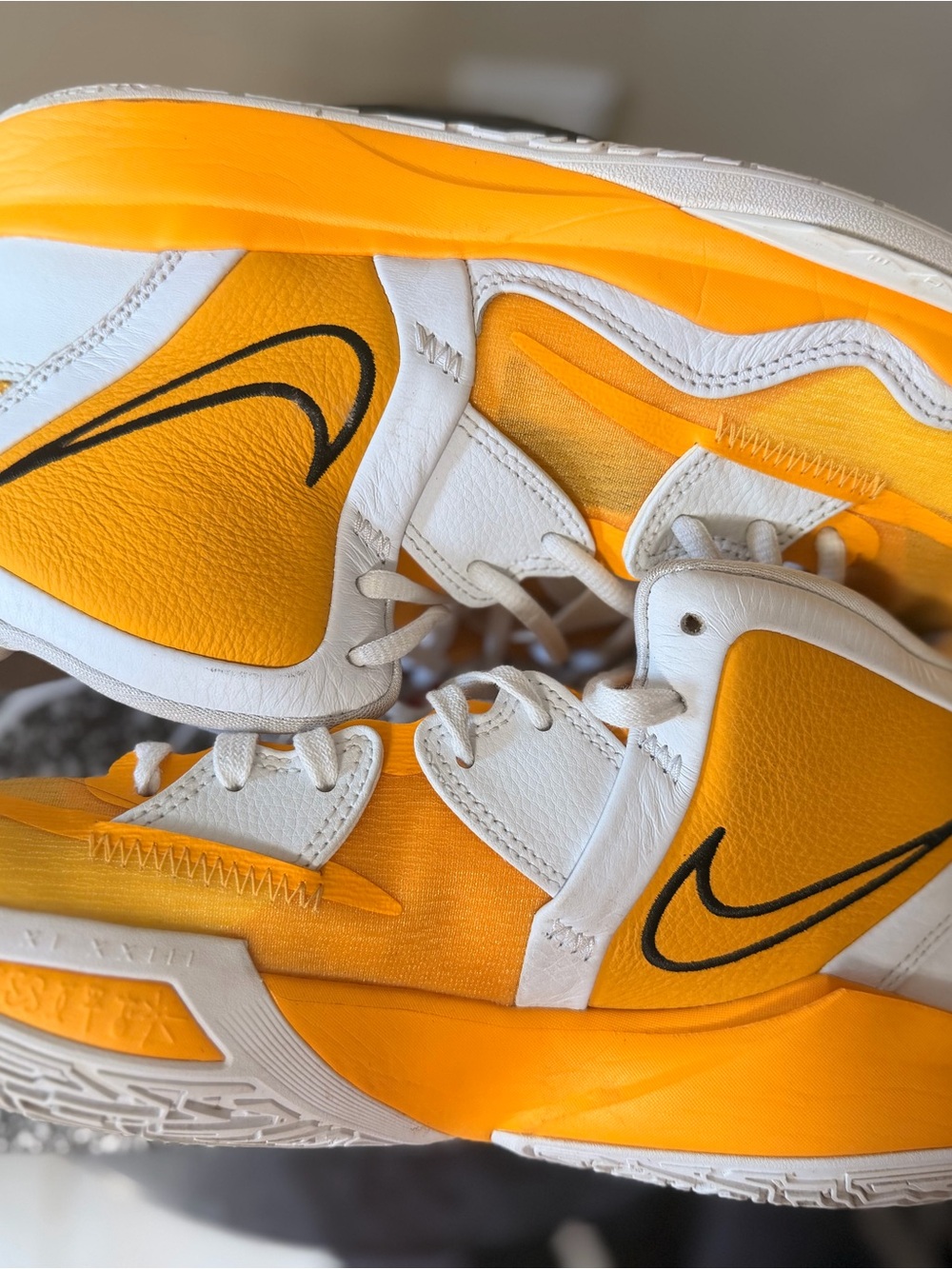 Nike Orange and White kirie infinity High-Top Basketball Sneakers